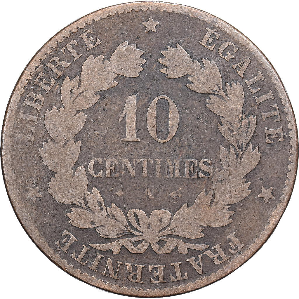 France, 10 Centimes, Cérès, 1873, Paris, Bronze, TB, Gadoury:265a