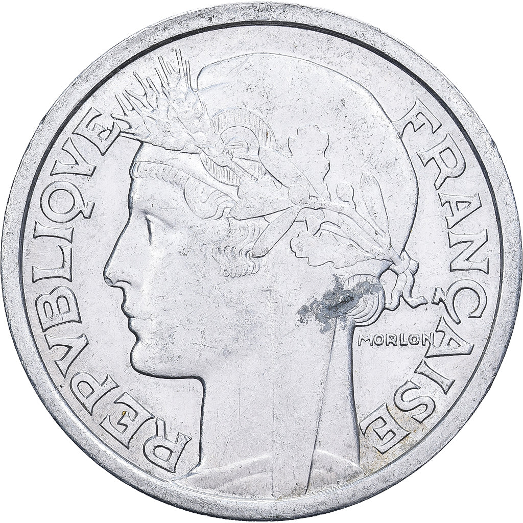 France, 2 Francs, Morlon, 1941, Paris, Aluminum, AU(55-58), Gadoury:538