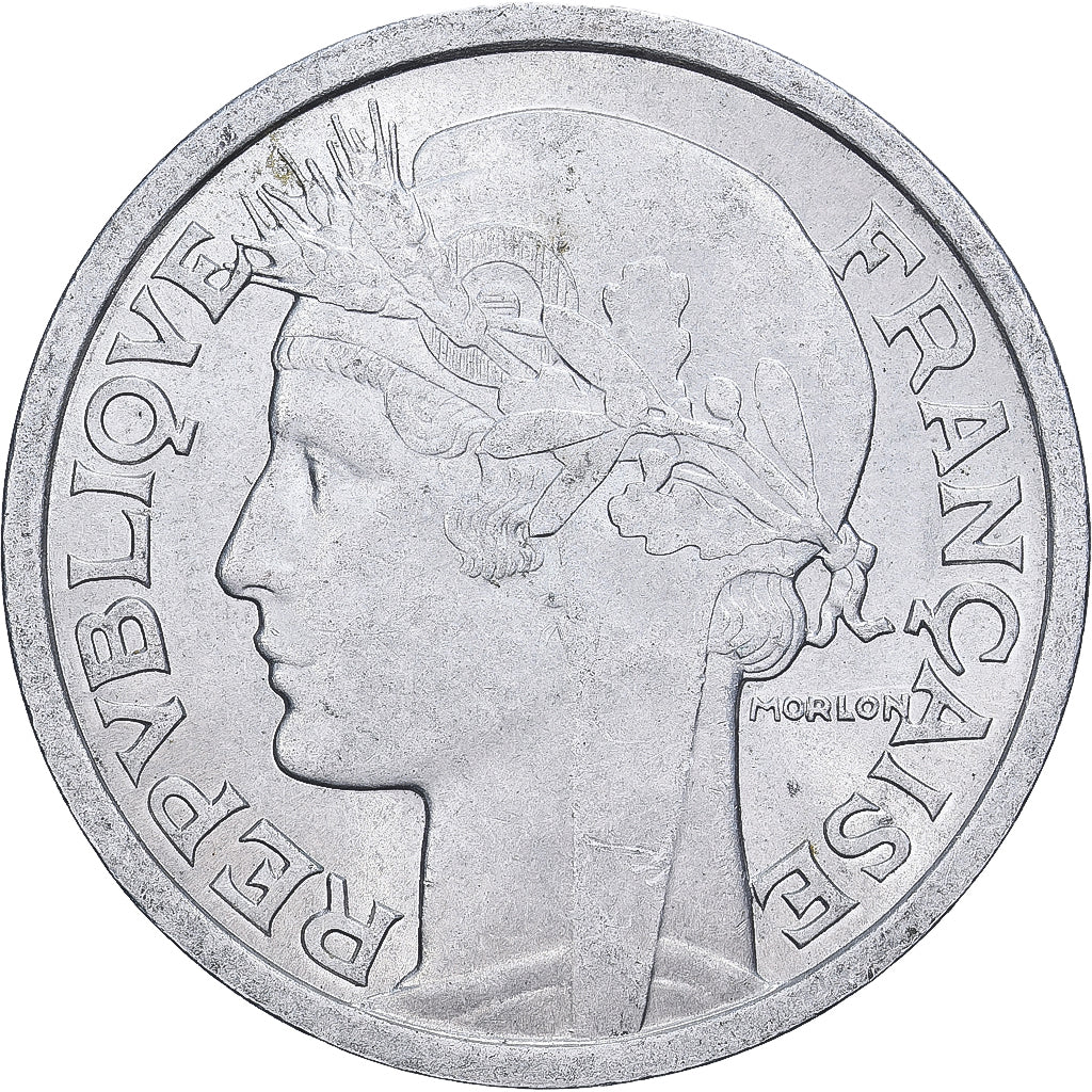 France, 2 Francs, Morlon, 1959, Paris, Aluminum, AU(55-58), Gadoury:538c