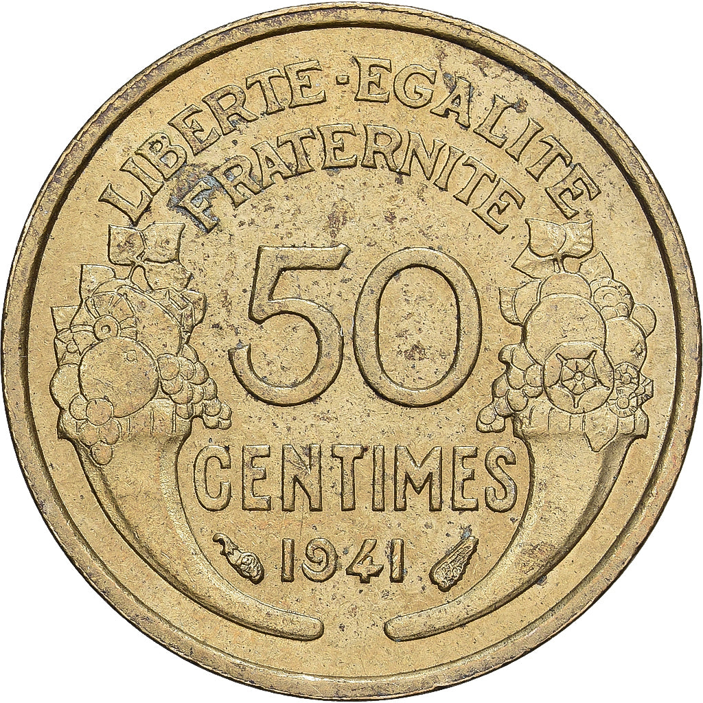 Frankreich, 50 Centimes, Morlon, 1941, Paris, Cupro-Aluminium, SS+, Gadoury:423a