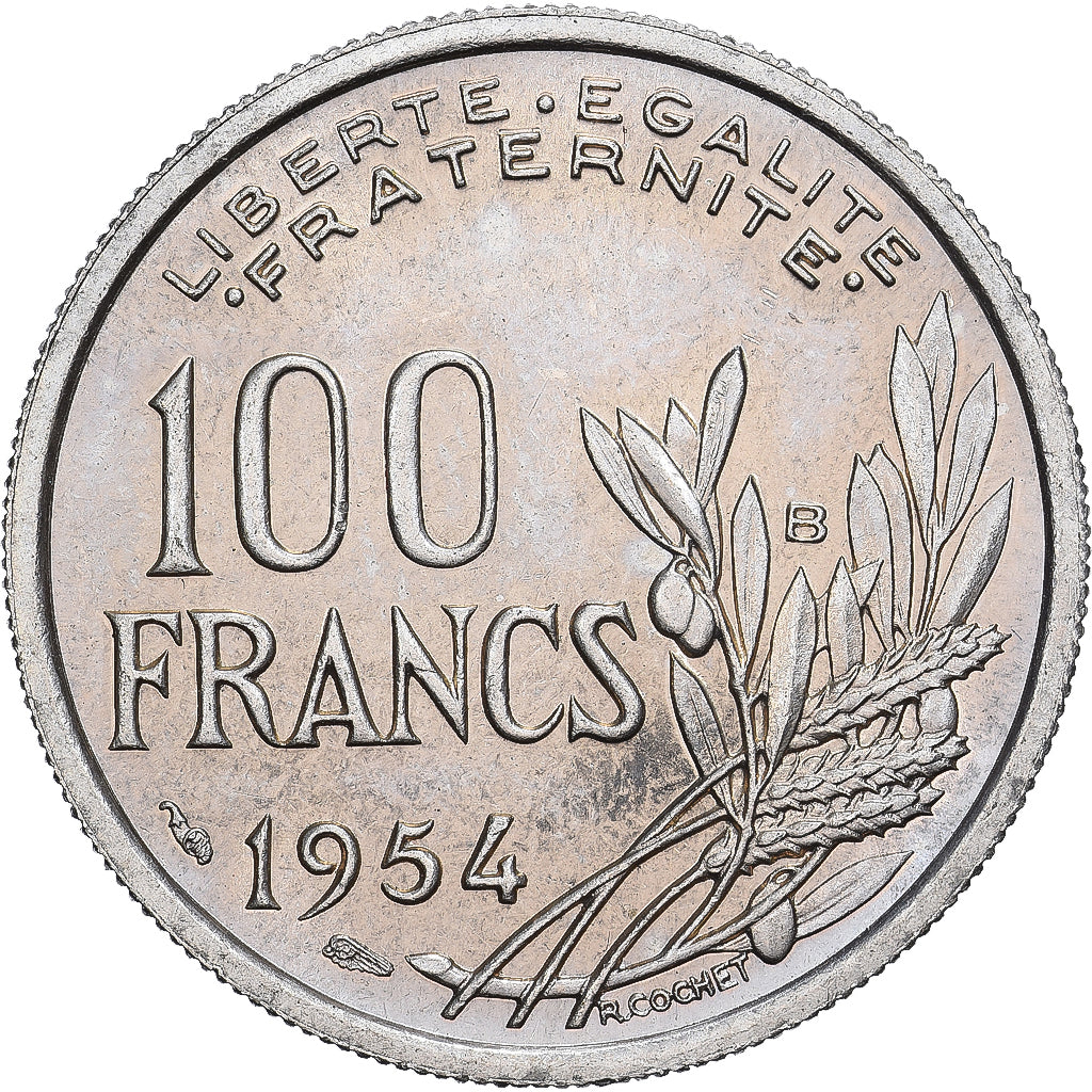France, 100 Francs, Cochet, 1954, Beaumont-Le-Roger, Cupronickel, AU(55-58)