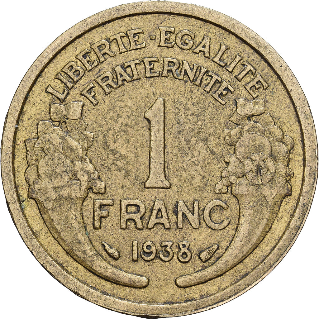France, 1 Franc, Morlon, 1938, Paris, Désaxée, Cupro-Aluminium, TTB