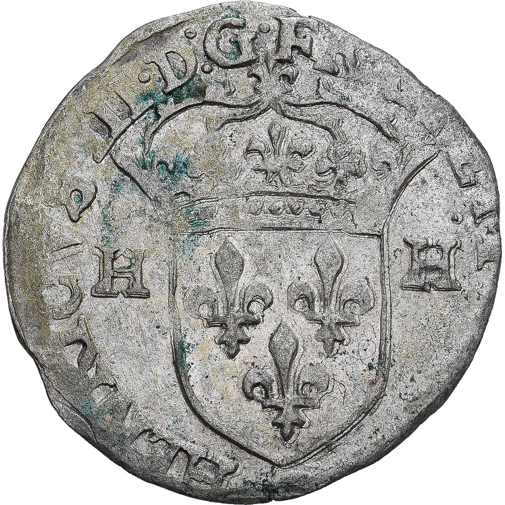 France, Henri III, Douzain aux deux H, 1588, Billon, VF(30-35), Gadoury:467