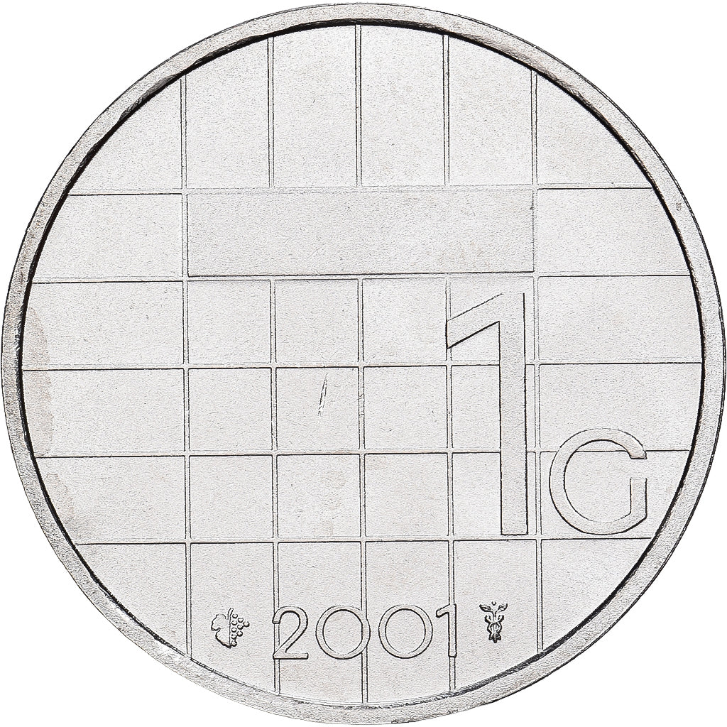 Nederland, Beatrix, 1 Gulden, 2001, Utrecht, Nickel, FDC, KM:205