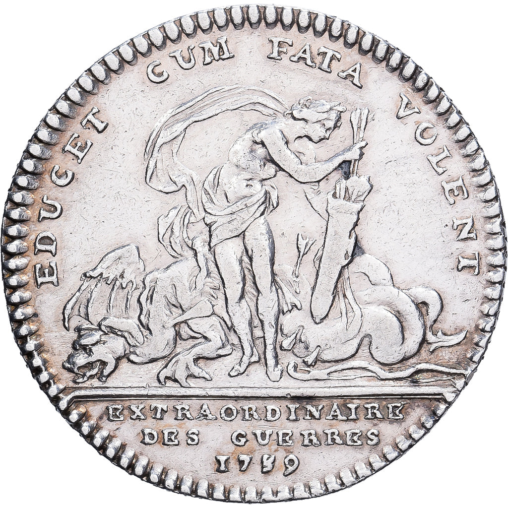 France, Token, Louis XV, Extraordinaire des Guerres, 1739, Silver, AU(55-58)
