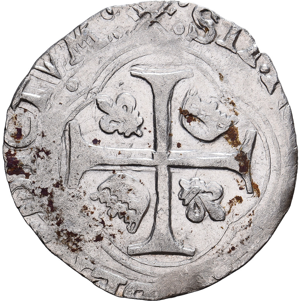 France, François Ier, Blanc à la couronne, 1515-1547, Lyon, Billon, TB