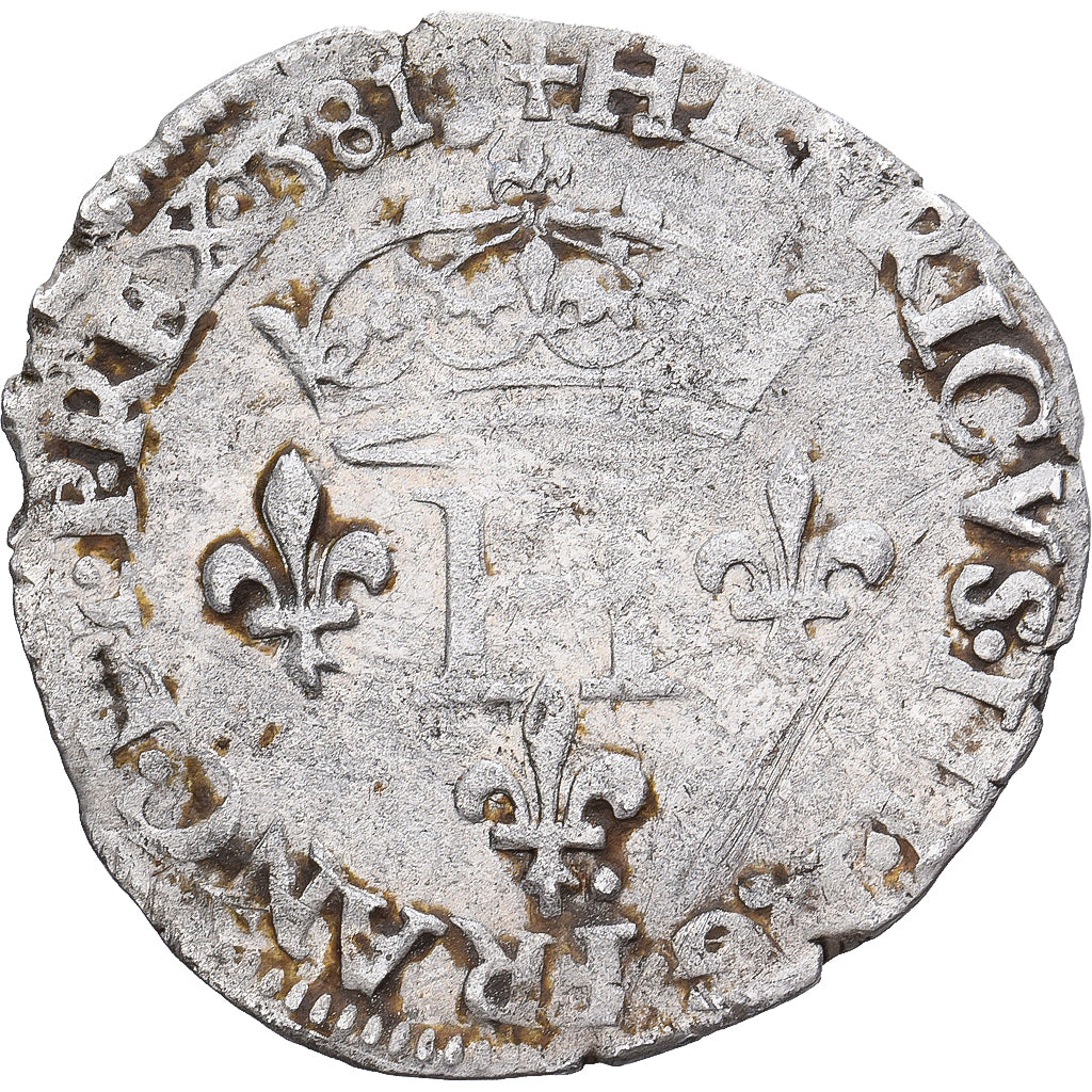 Francia, Henri III, Sol Parisis, 1581, Vellón, BC+, Gadoury:474