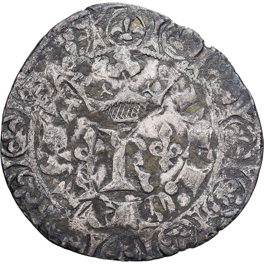 França, Charles V, Blanc au K, 1365, Lingote, VF(20-25), Duplessy:363