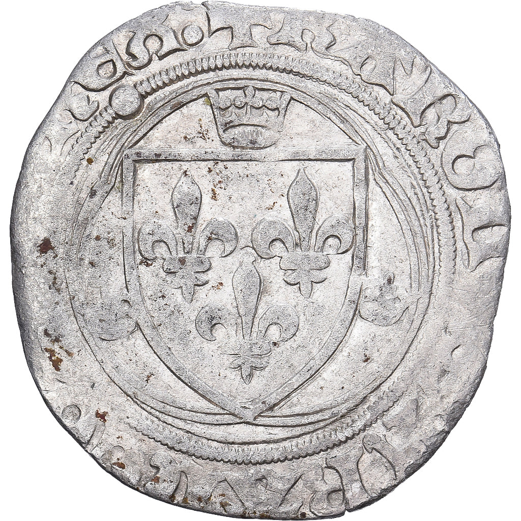 France, Charles VII, Blanc à la couronne, 1436-1461, Saint-Quentin, Silver