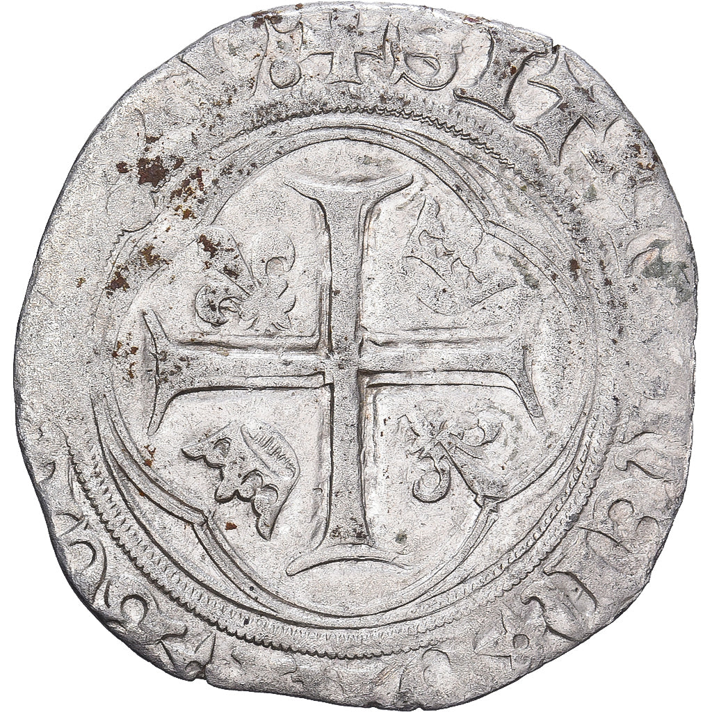 France, Charles VII, Blanc à la couronne, 1436-1461, Saint-Quentin, Silver