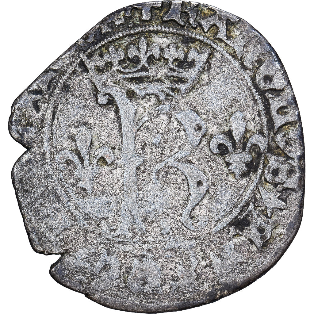 France, Charles VIII, Dizain Karolus, 1488, Troyes, Silver, VF(20-25)