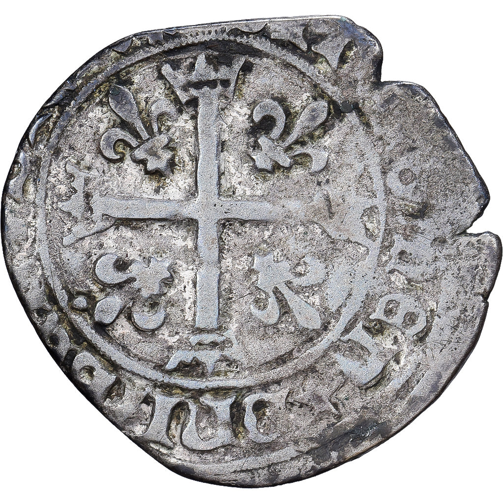 France, Charles VIII, Dizain Karolus, 1488, Troyes, Silver, VF(20-25)