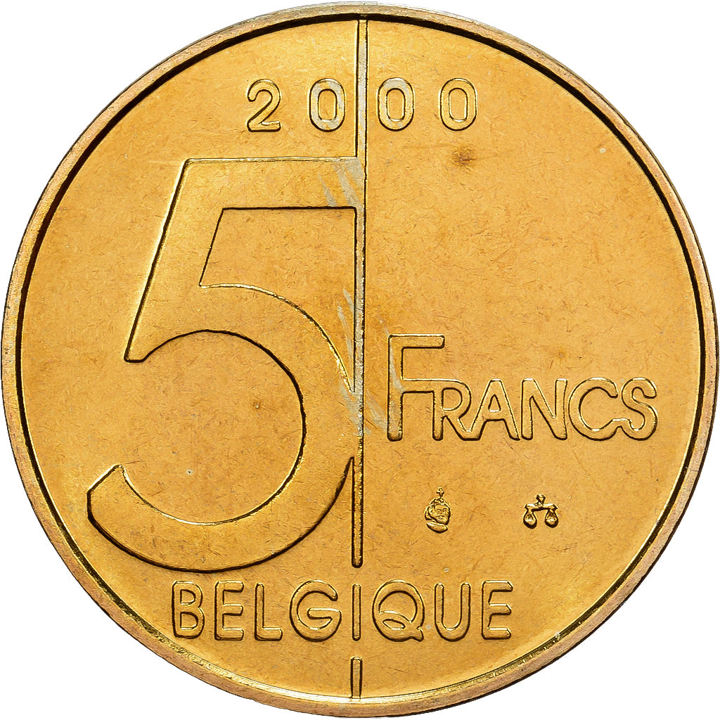 Belgium, Albert II, 5 Francs, 2000, Brussels, Bronze-Aluminium, MS(65-70)
