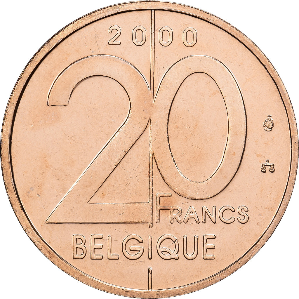 Belgio, Albert II, 20 Francs, 2000, Brussels, Nichel-ottone, FDC, KM:191