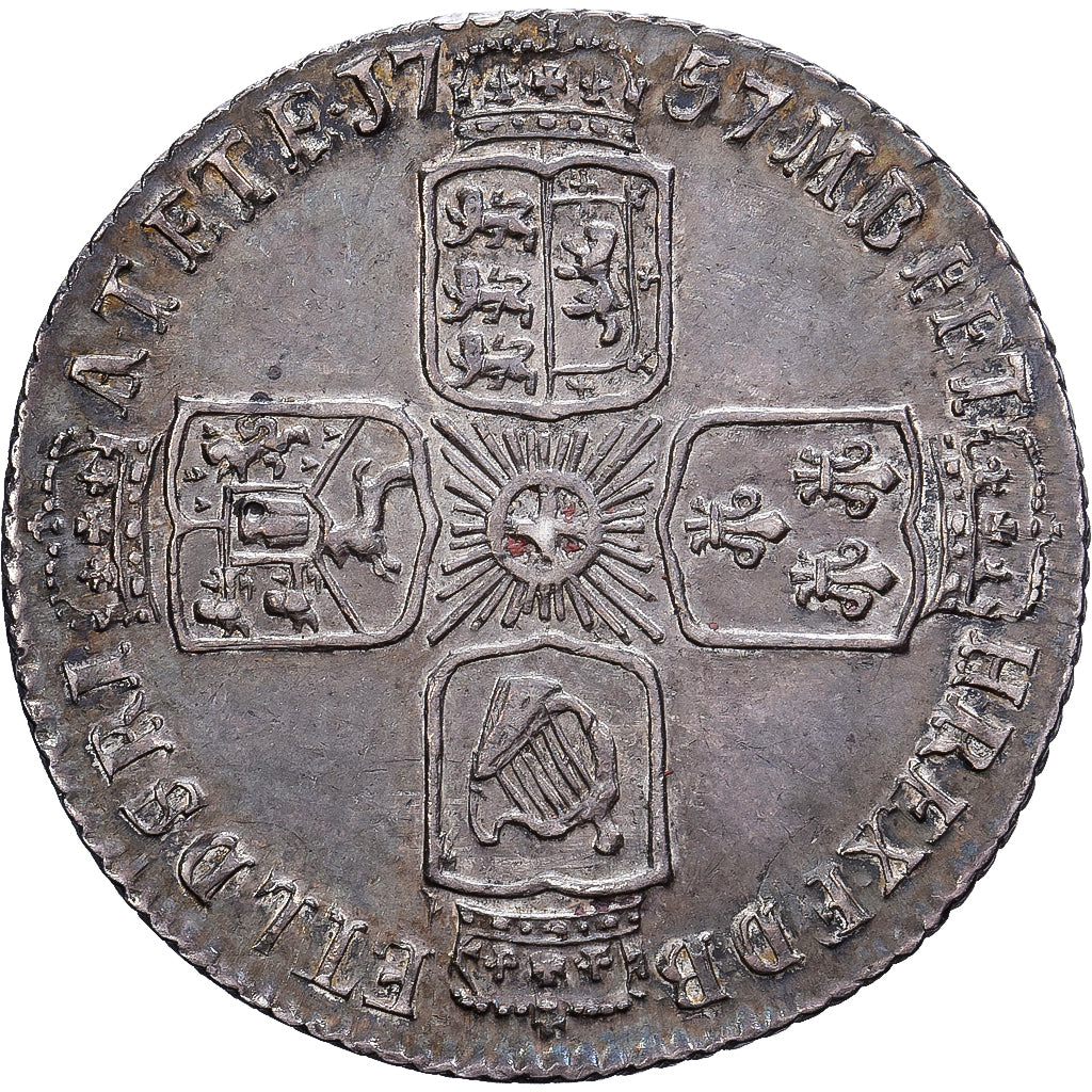 United Kingdom, George II, 6 Pence, 1757, London, Silber, VZ, Spink:3711