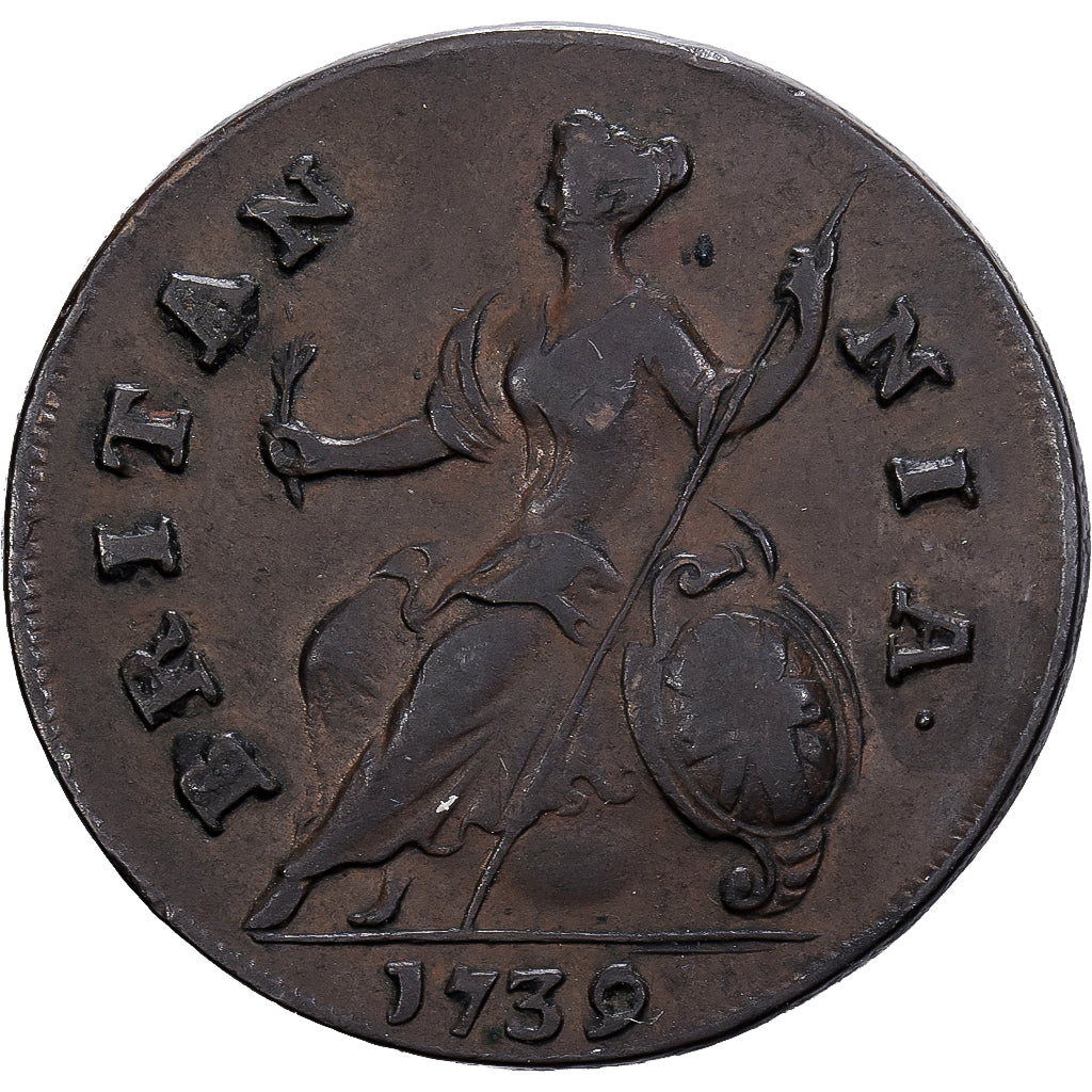 Verenigd Koninkrijk, George II, 1/2 Penny, 1739, London, Koper, FR+, Spink:3717