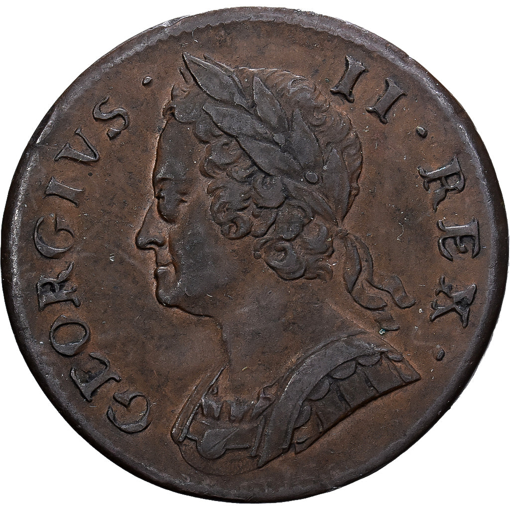 Royaume-Uni, George II, 1/2 Penny, 1753, Londres, Cuivre, TTB+, Spink:3719