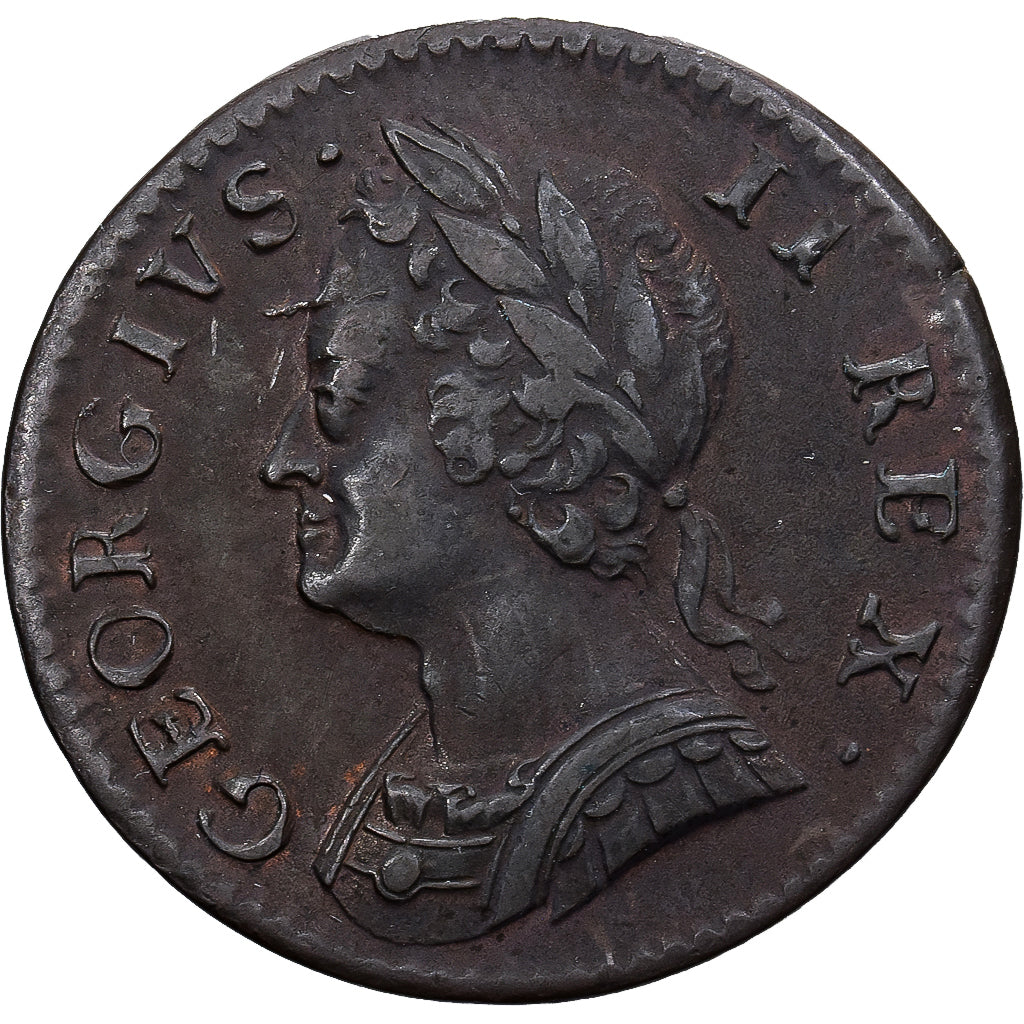 Verenigd Koninkrijk, George II, 1 Farthing, 1754, London, Koper, ZF, Spink:3722