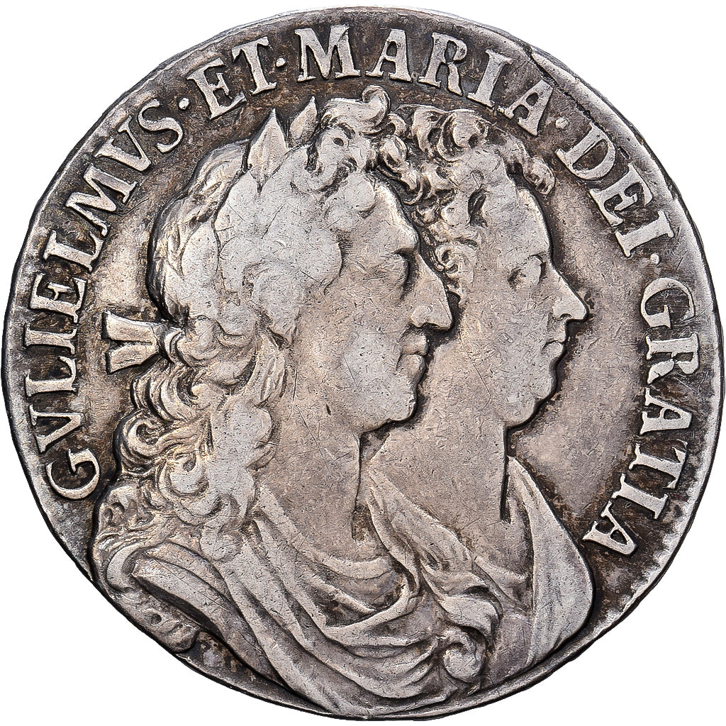 Kingdom of England, William and Mary, 1/2 Crown, 1689, London, Zilver, ZF