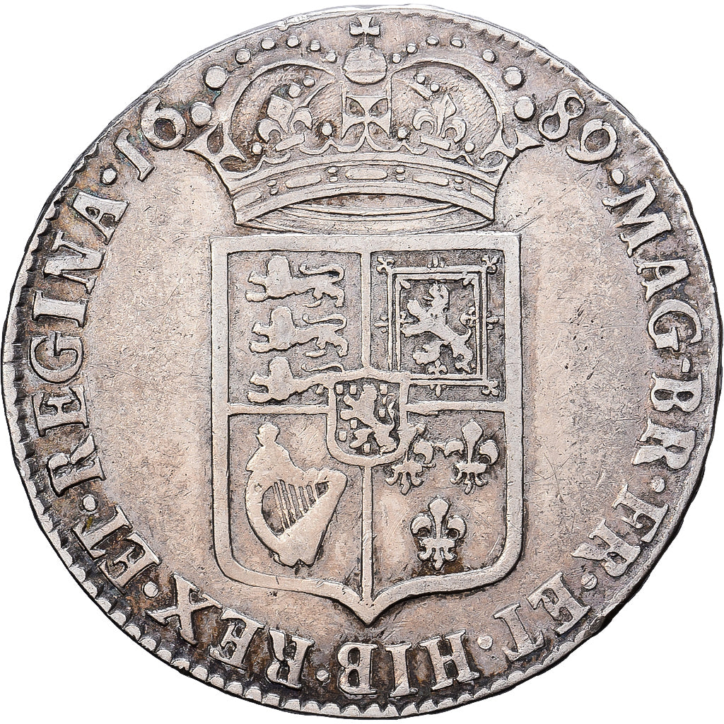 Kingdom of England, William and Mary, 1/2 Crown, 1689, London, Zilver, ZF