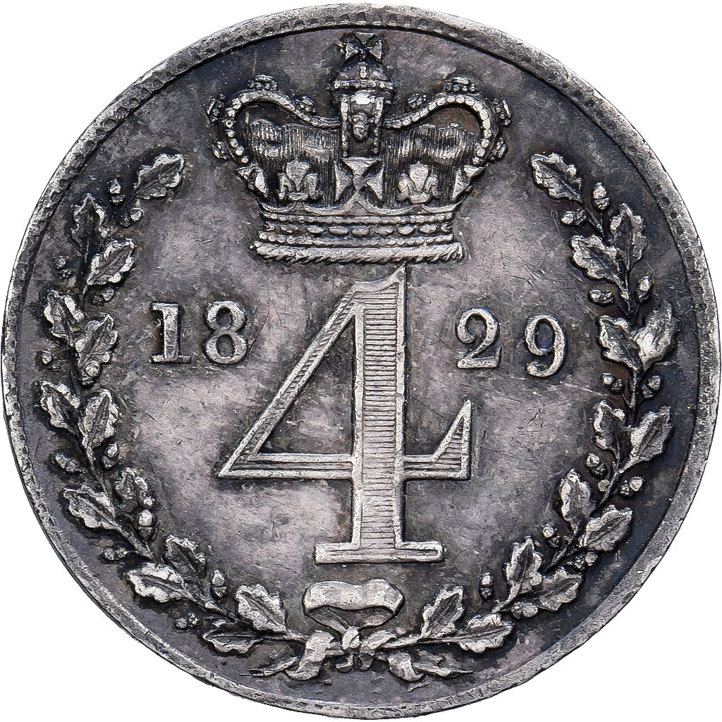 Reino Unido, George IV, 4 Pence, Maundy, 1829, London, Prooflike, Prata, MS(63)