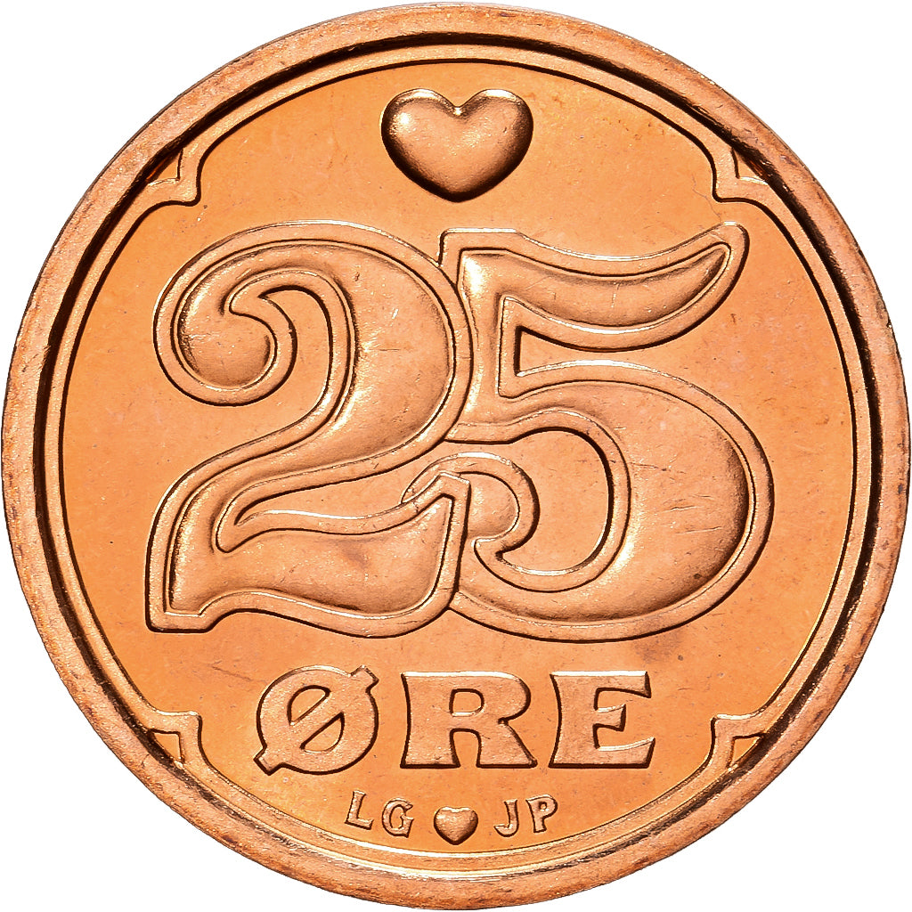 Dinamarca, Margrethe II, 25 Öre, 2000, Copenhagen, Bronce, FDC, KM:868.1