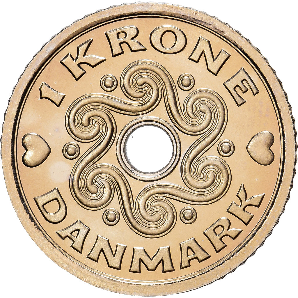 Dinamarca, Margrethe II, 1 Krone, 2000, Copenhagen, Cupronickel, FDC, KM:873.1