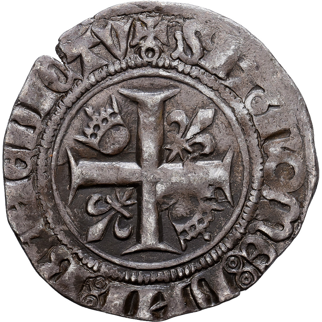 Francia, Charles VI, Blanc Guénar, 1411, Paris, 4th emission, Biglione, BB