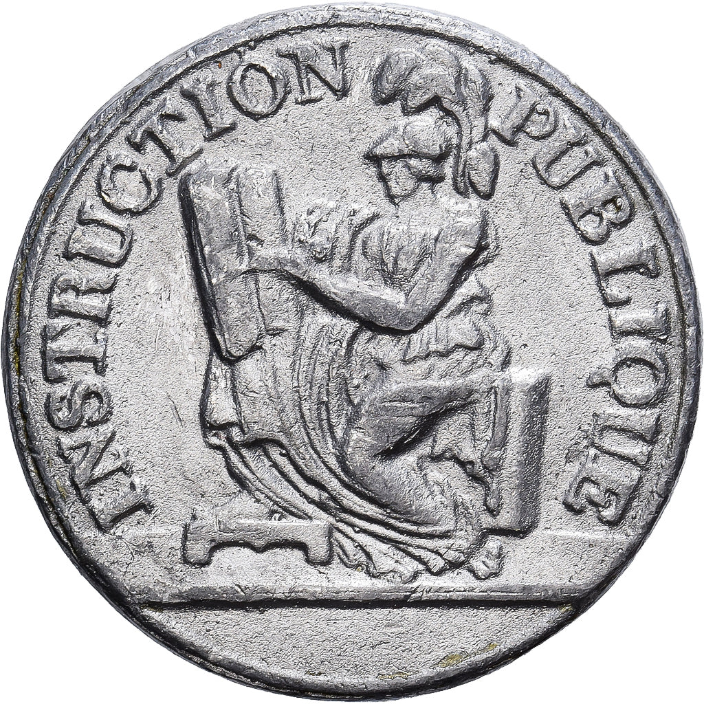 France, Medal, Constitution guarantees public education, 1848, White Copper