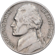 Estados Unidos da América, 5 Cents, Jefferson, 1951, San Francisco
