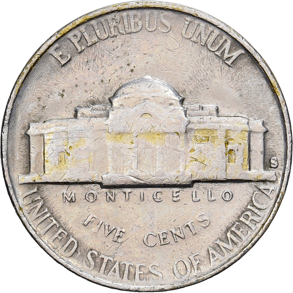 États-Unis, 5 Cents, Jefferson, 1952, San Francisco, Cupronickel, TB, KM:192