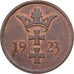Polónia, Stadt Danzig, 2 Pfennige, 1923, AU(50-53), Bronze