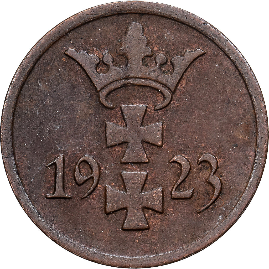 Polónia, Stadt Danzig, 1 Pfennig, 1923, EF(40-45), Bronze