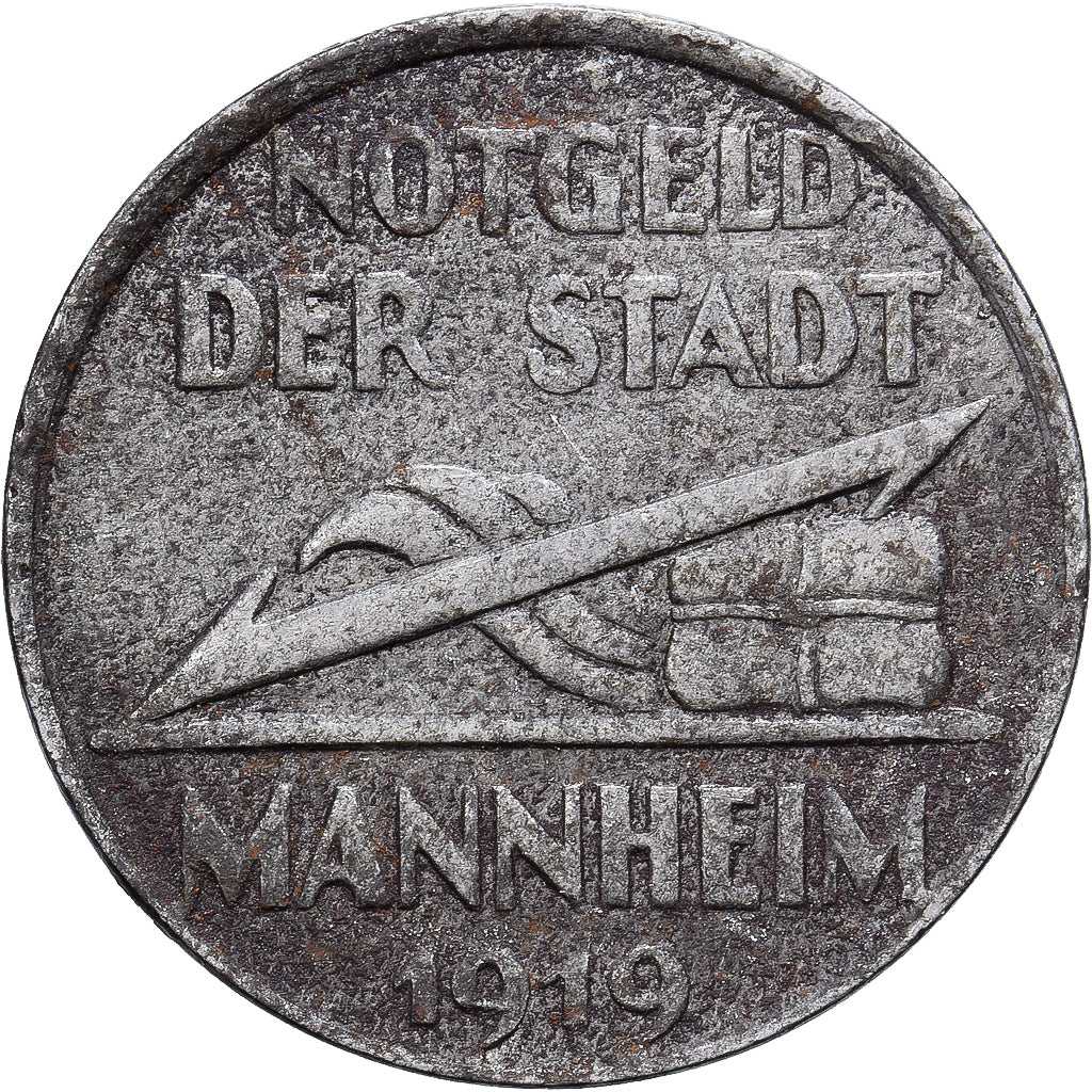 Allemagne, Ville de Mannheim, 5 Pfennig, 1919, TTB, Fer
