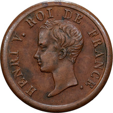 França, Henri V, 1/2 Franc, 1833, Bronze, VF(20-25)