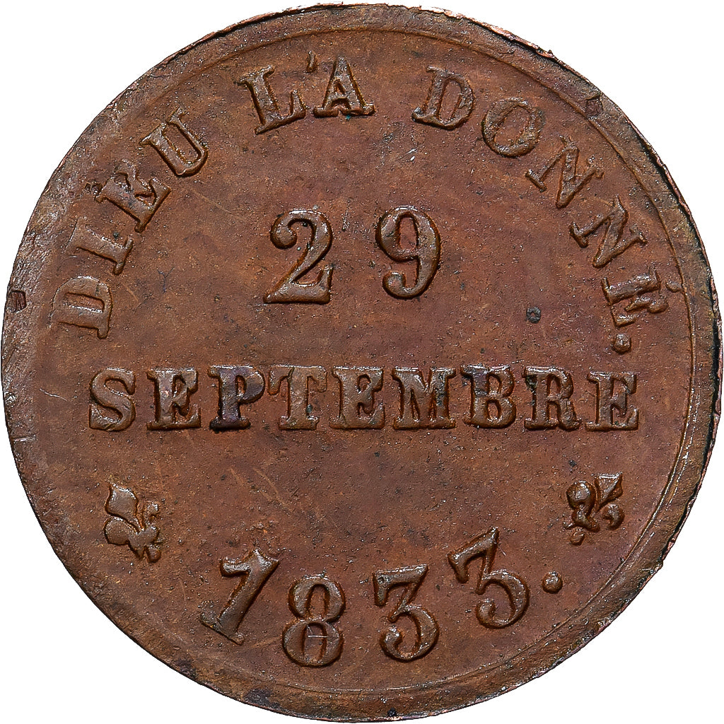 França, Henri V, 1/2 Franc, 1833, Bronze, VF(20-25)