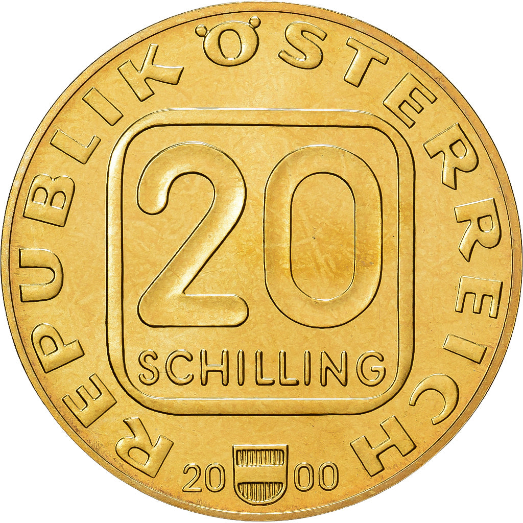Austria, 20 Schilling, Austrian stamps, 2000, Vienna, Aluminio - níquel -