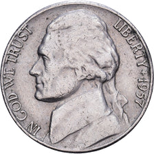 United States, 5 Cents, Jefferson, 1957, Philadelphia, Cupronickel, VF(20-25)