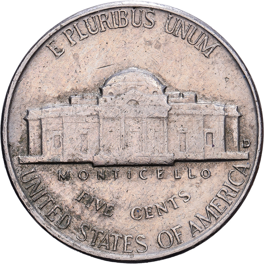 Stati Uniti, 5 Cents, Jefferson, 1961, Denver, Cupronickel, BB, KM:192