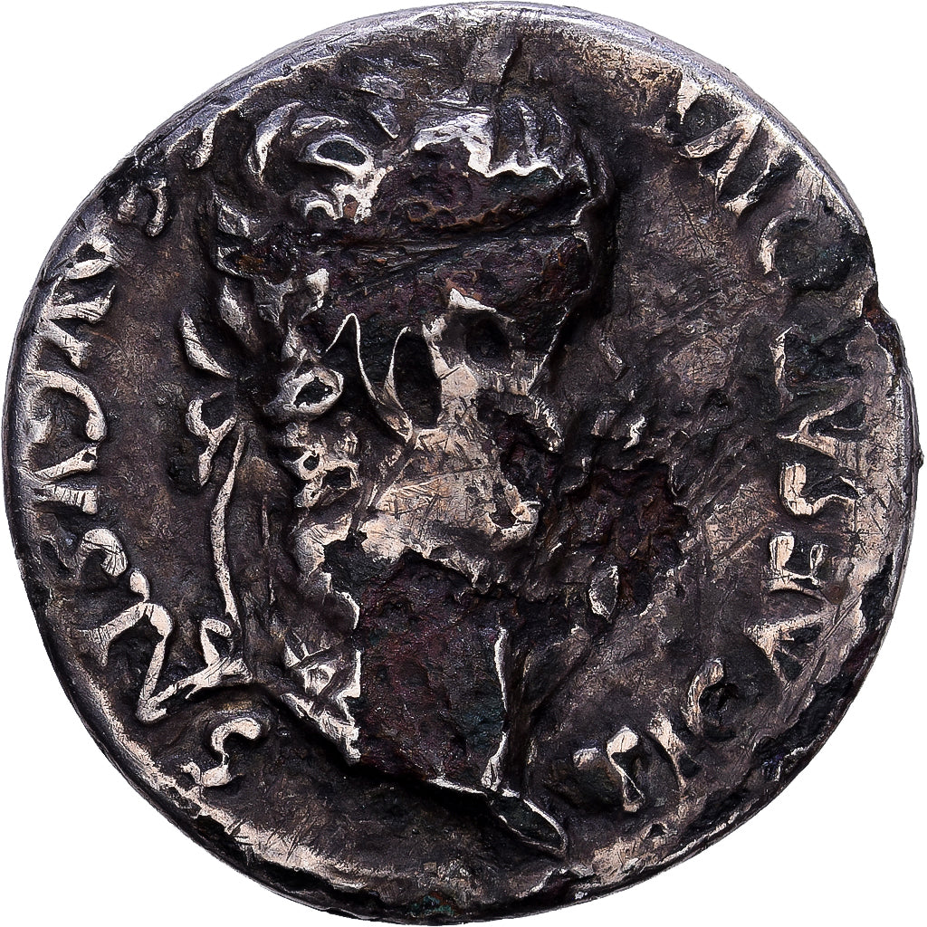 Roman Empire, Tiberius, Denarius, 14-37, Lyon - Lugdunum, Fourrée, Argento, MB