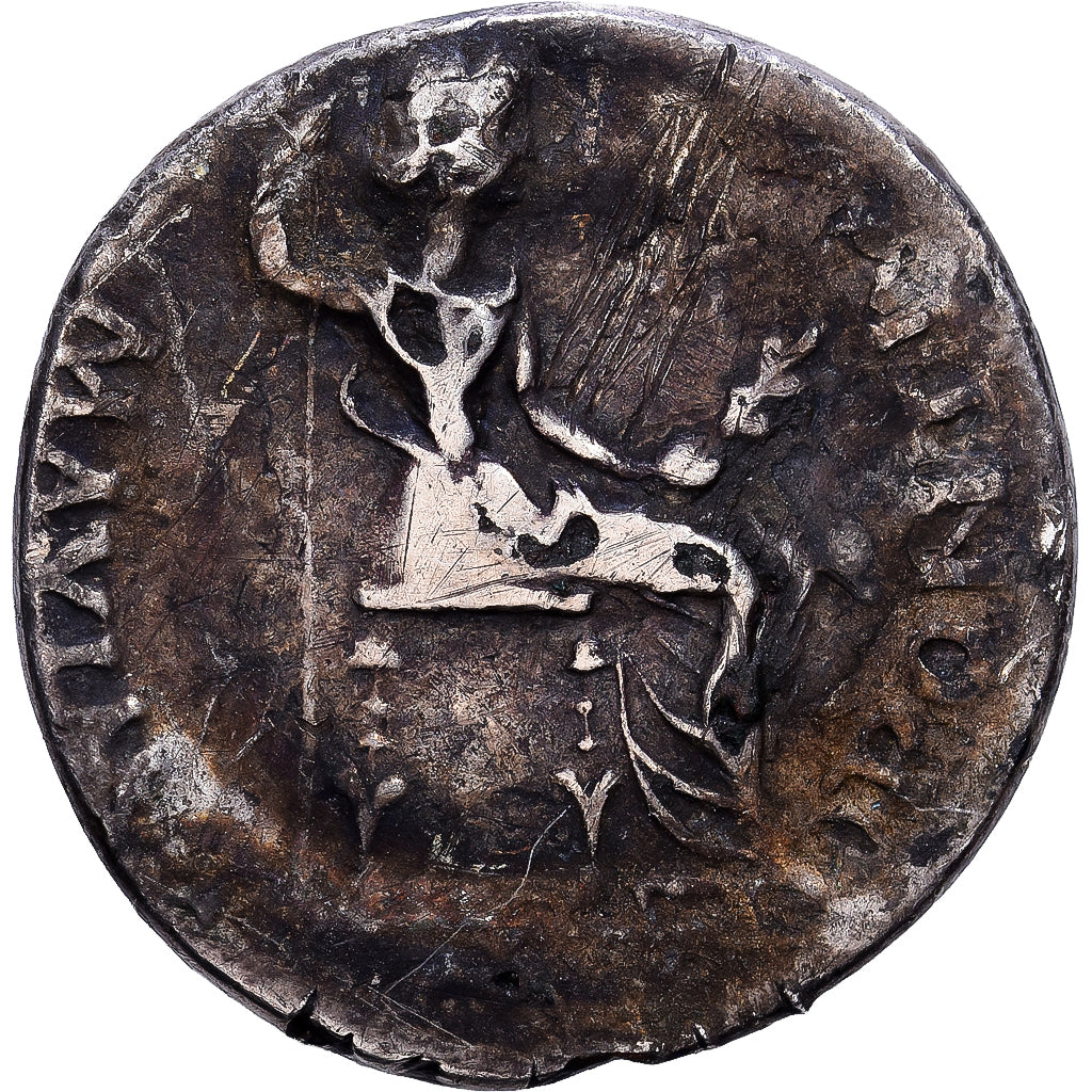 Roman Empire, Tiberius, Denarius, 14-37, Lyon - Lugdunum, Fourrée, Argento, MB