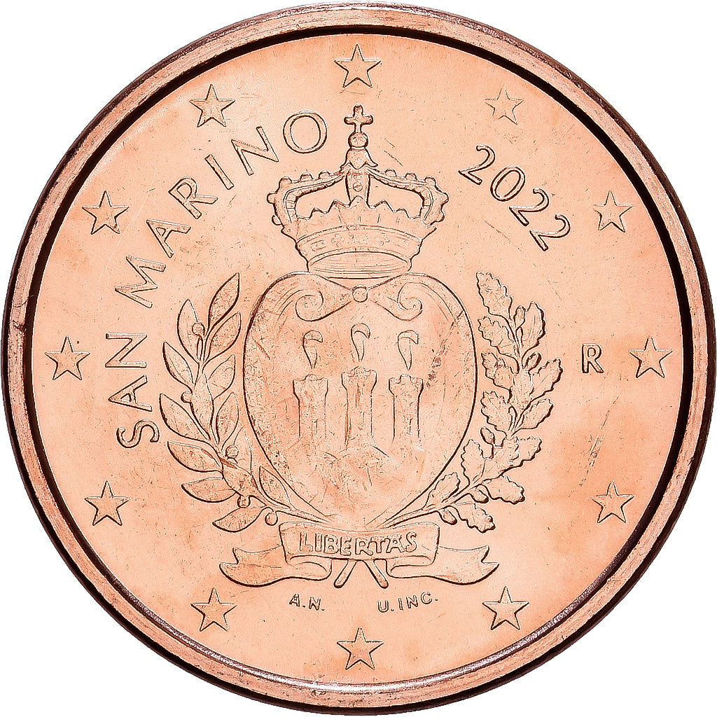 San Marino, 1 Centime, 2022, Rome, Miedź platerowana stalą, MS(65-70), KM:555
