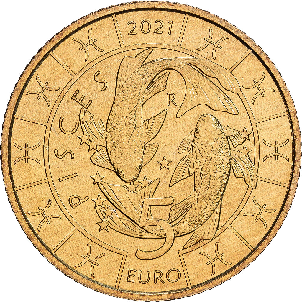 San Marino, 5 Euro, Pisces, 2021, Rome, Bronzital, MS(65-70), KM:605