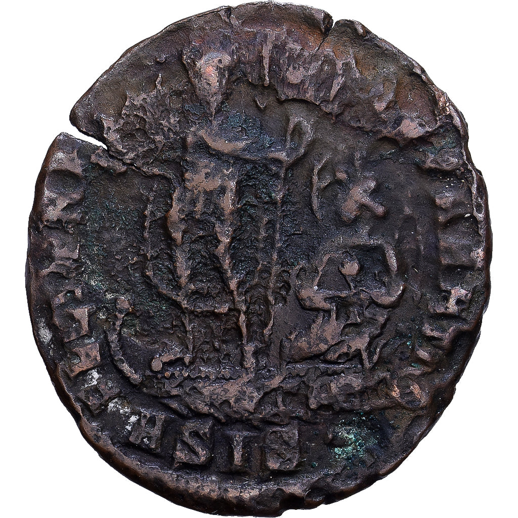 Roman Empire, Constans, Follis, 348-350, Siscia, Bronzo, MB