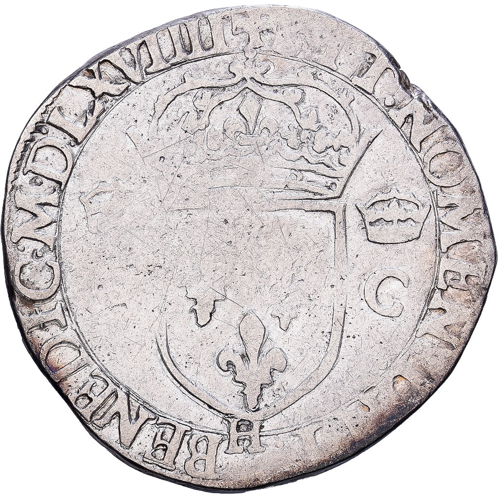 France, Charles IX, Teston, 1568, La Rochelle, Silver, VF(20-25), Gadoury:429