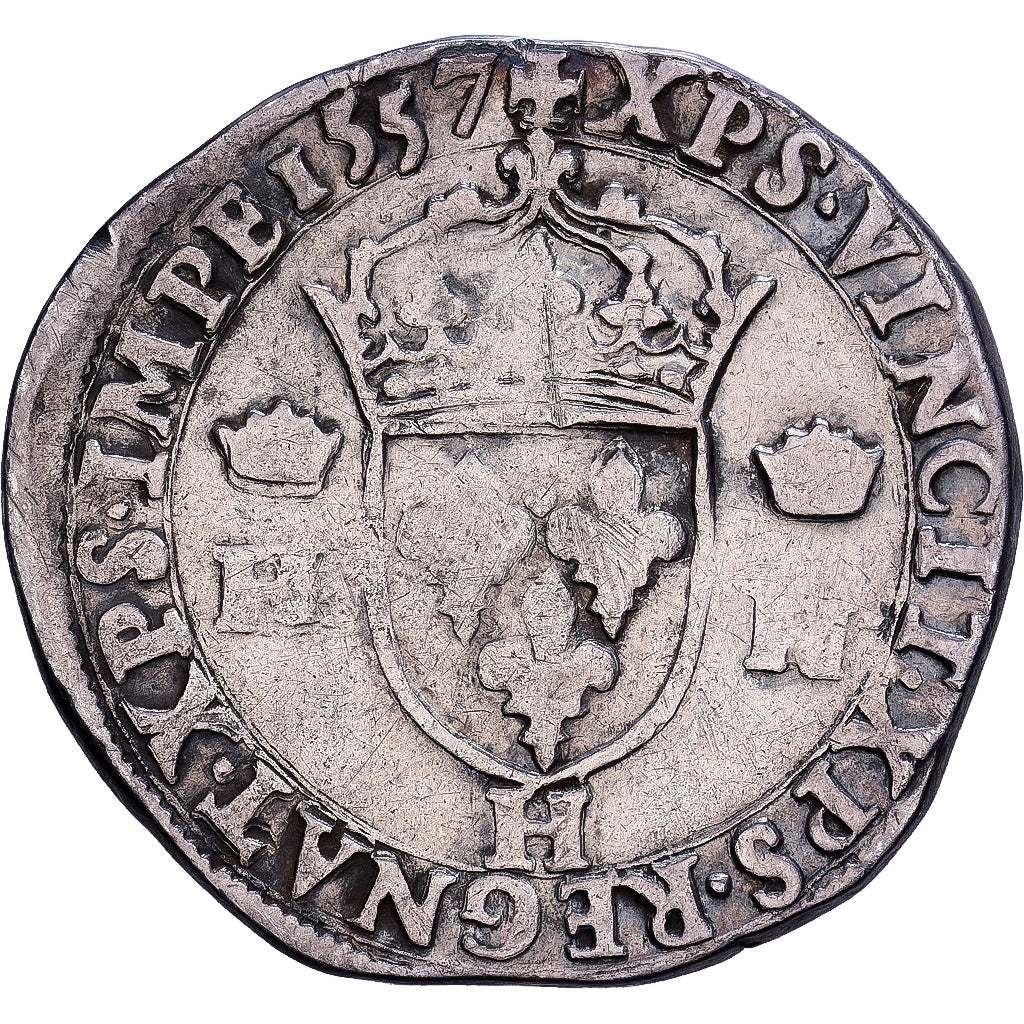 Frankreich, Henri II, Teston à la tête nue, 1557, La Rochelle, Silber, S