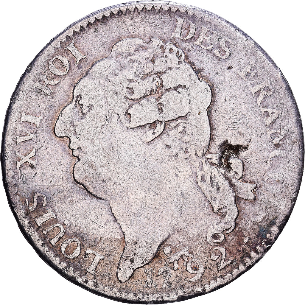 France, Louis XVI, Écu de 6 livres françois, 1792, Paris, Argent, TB+