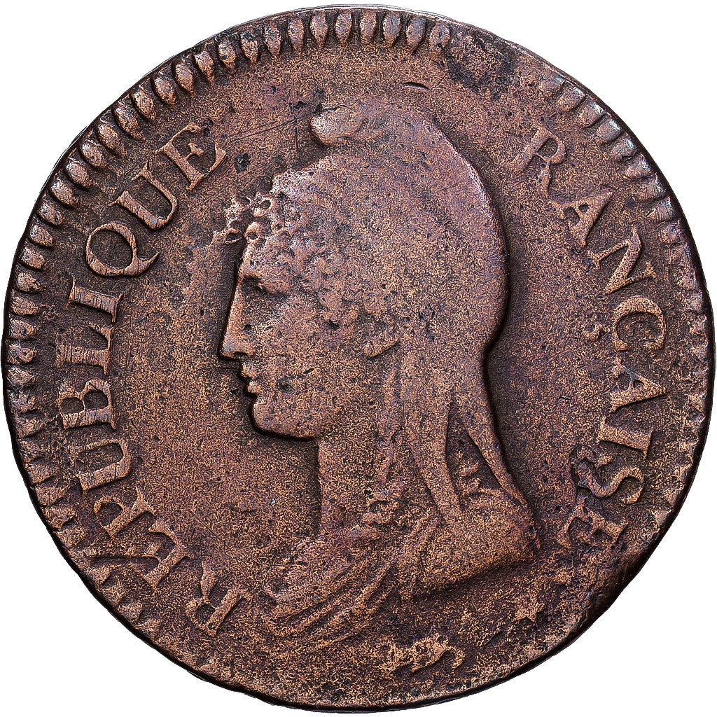 Francia, 1 Décime, Dupré, AN 5, Paris, Bronzo, MB+, Gadoury:187