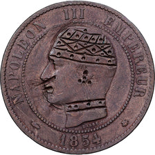 Francia, Napoleon III, 10 Centimes, 1854, Strasbourg, Satirique, Bronzo, MB