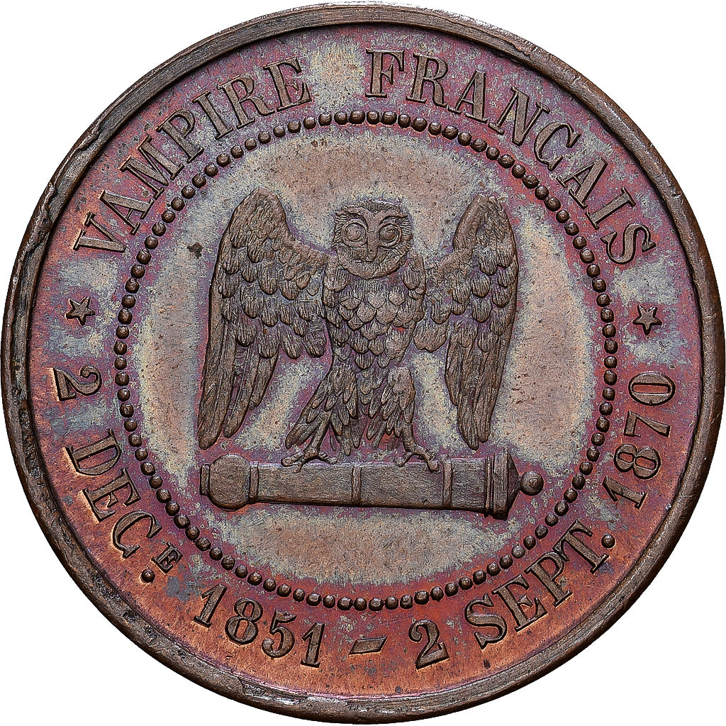 Frankreich, 5 Centimes, Napoléon III, Vampire français, 1870, Bronze, UNZ